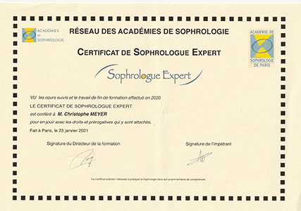 Certificat Expert Sophrologue Christophe Meyer